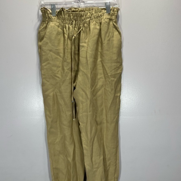 Zara Women’s Tan High Waisted Linen Blend Paperbag Jogger Pants - Picture 5 of 12